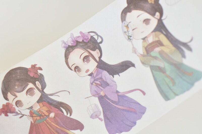 Lovely Girls Ancient Asia Girls Masking Tape 55mm x 3M No.10973