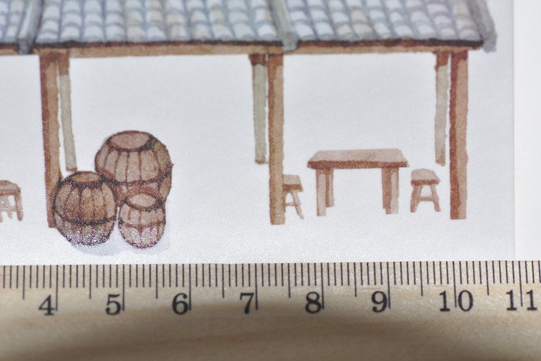 Asian Architecture Lined Masking Tape Wide Scrapbooking Tape 110mm x 3 Meters Roll No.10989