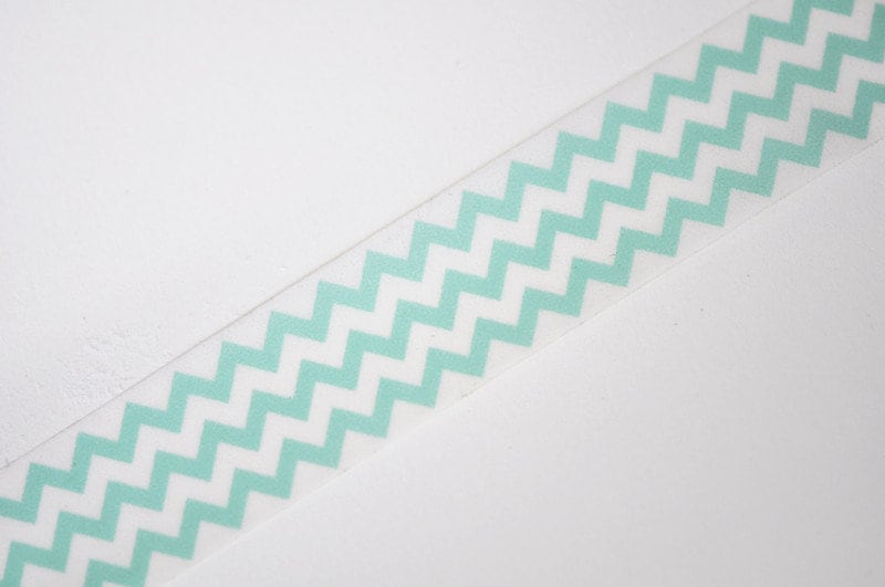 Teal Blue Chevron Wave Washi Tape 15mm Wide x 3M Roll No.11006