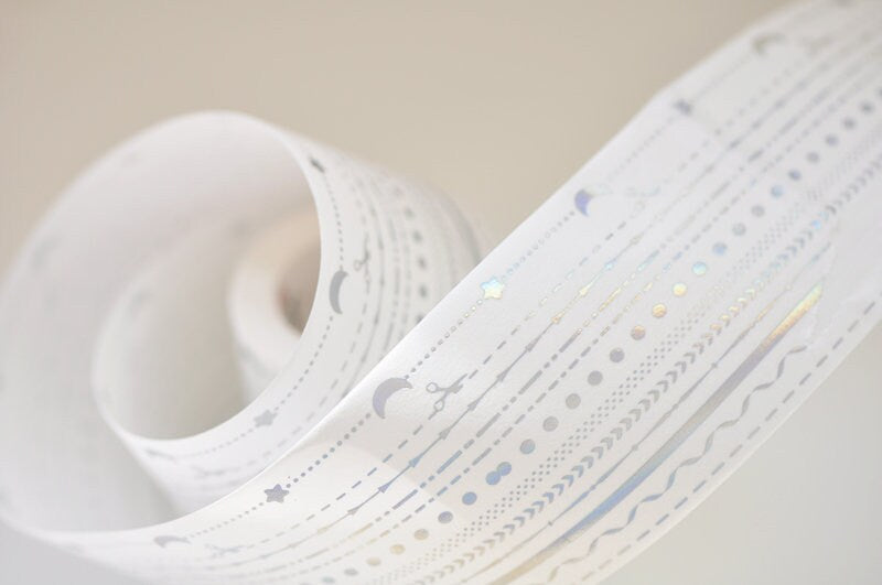 Foil Silver Washi Tape 45mm wide x3 Meters No.13035