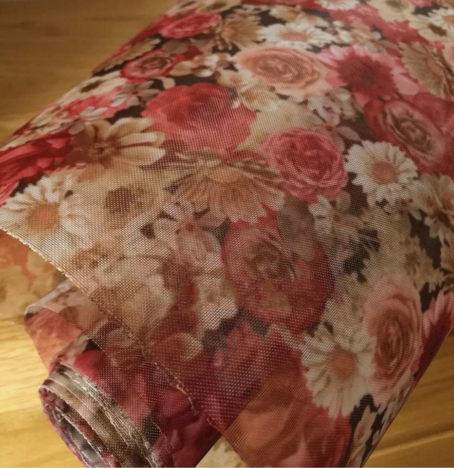 Retro Flower Imitate Watered Gauze Purse Sewing Material 50 x 70cm (19