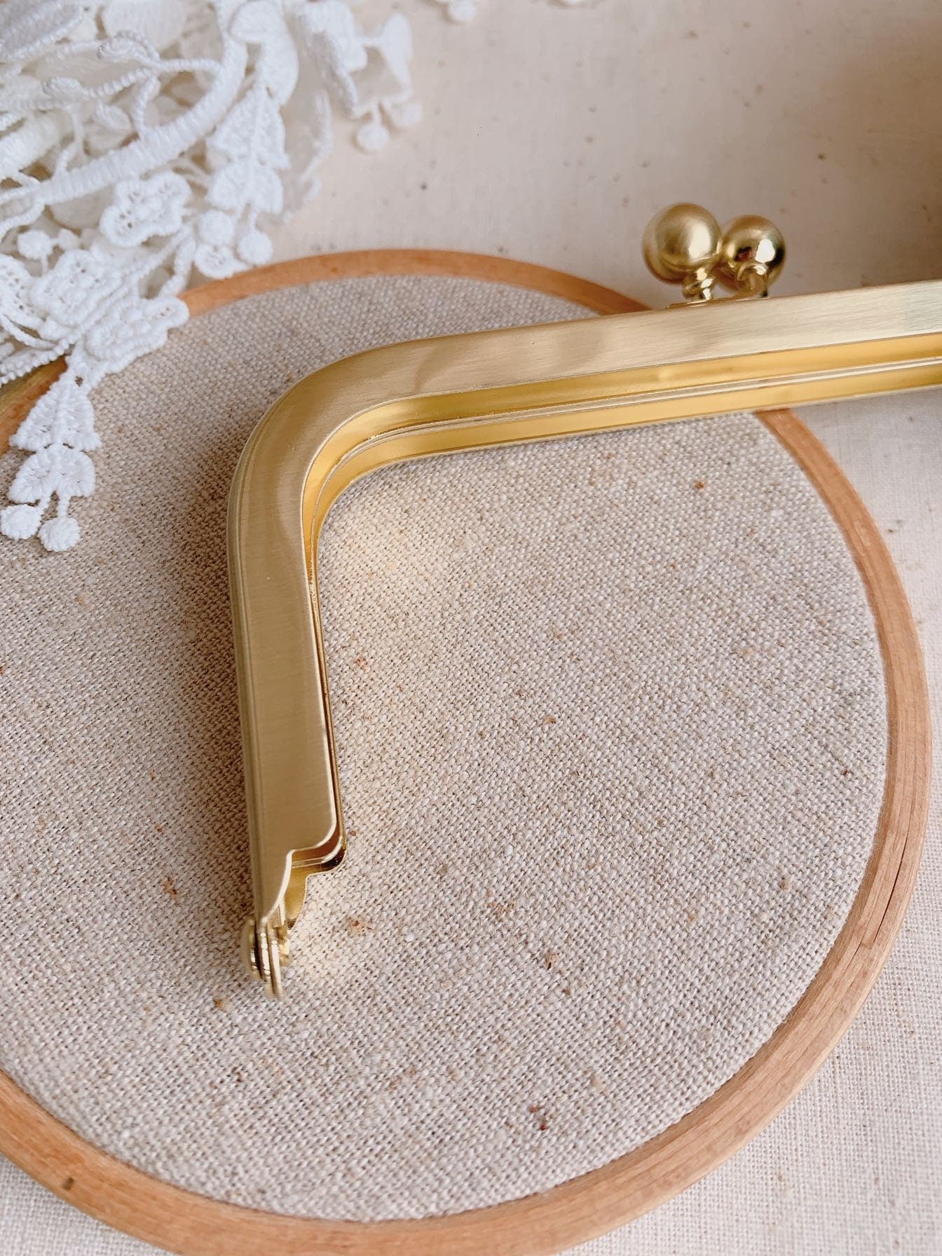 Retro Light Gold Purse Frame Glue-in Style 12 x 6.5cm