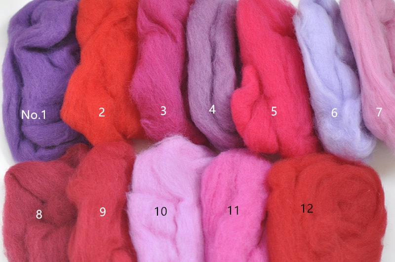 Colorful Needle Felting Wool Bundle Short Staple Spanish Wool Roving 1 oz A Pack