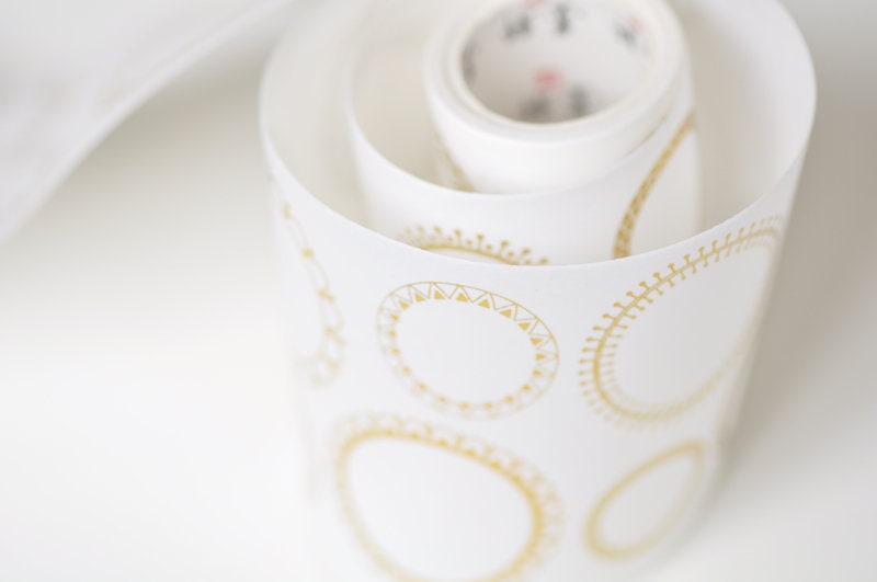 Foil Gold Label Crown Mirror Pattern Picture Frame Wide Decorative Tape 70mm wide x 3 Meters long No.11043