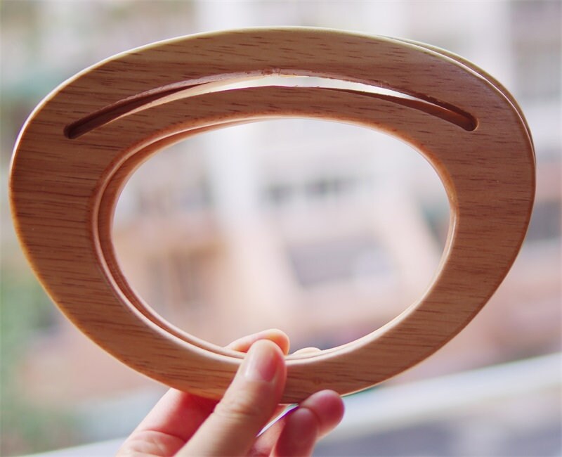 19cm x 14cm A Pair of Wood Handle Handcraft Material for Handbag Making