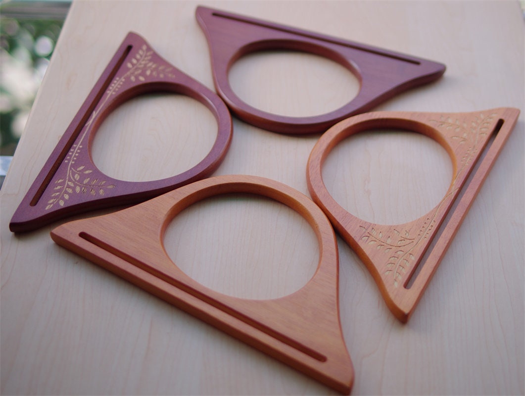 A Pair of Wood Handle Handcraft Material for Handbag Making 25x13cm