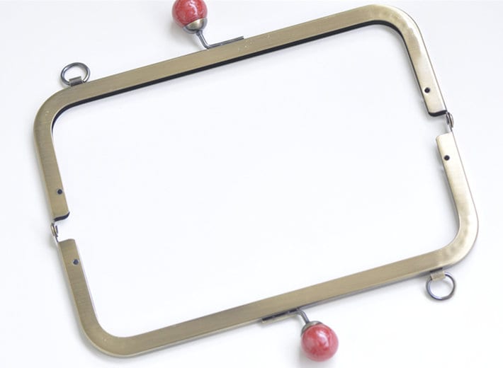 21cm (8") Bronze Purse Frame Handbag Wedding Bag Maker With Red Stone Pattern Kiss-lock