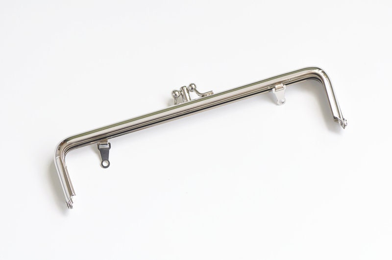 Silver Purse Frame Two Bag Purse Frame Glue-In Style With Inside Loops 18 x 4.2cm