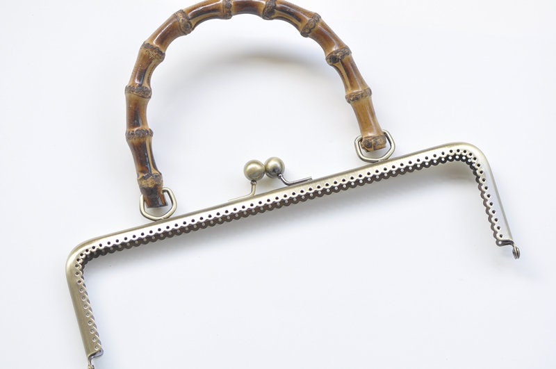 Antique Bronze Large Sewing Purse Frame With Natural Bamboo Handle 20cm/25cm ( 8"/10")