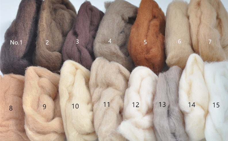 Colorful Needle Felting Wool Bundle Short Staple Spanish Wool Roving 1 oz A Pack
