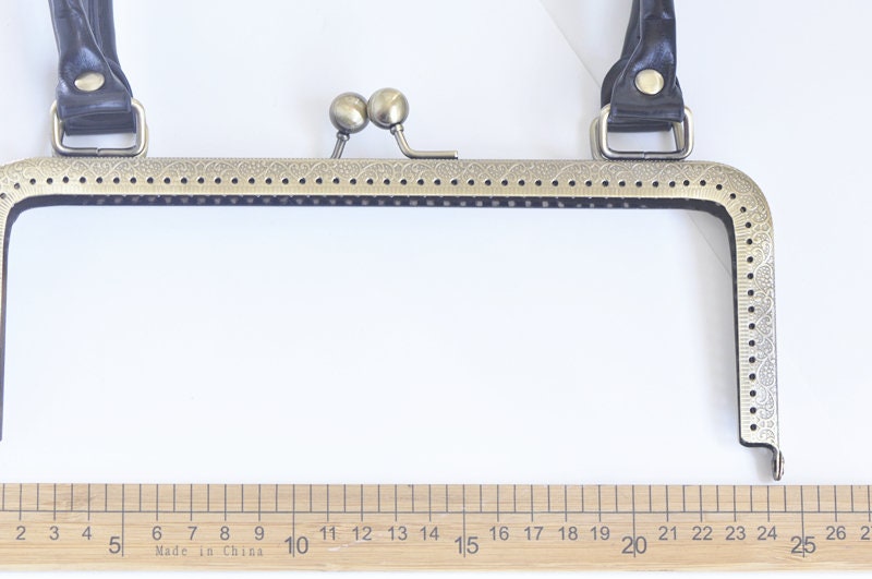 24cm x 9.5cm ( 9" x 3") Retro Bronze Purse Frame Large Handle Purse Frame