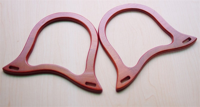 17.5cm x 13.5cm A Pair of Wood Handle Handcraft Material for Handbag Making