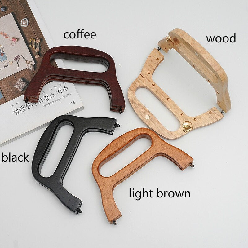 15.5cm Retro Purse Frame / Wood Handle Purse Frame With Screws 15.5x9.8cm
