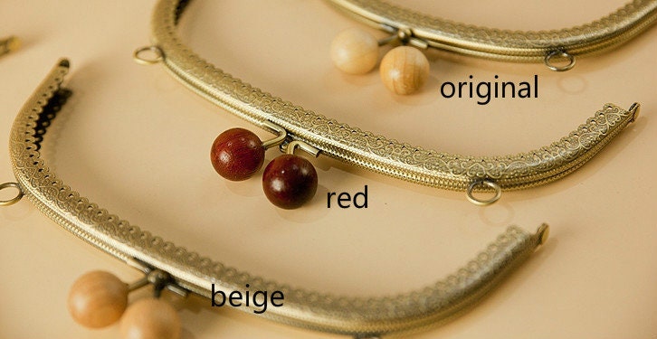 Retro Bronze Purse Frame With Wooden Kiss-Lock 8.5cm, 12.5cm, 16.5cm, 20.5cm