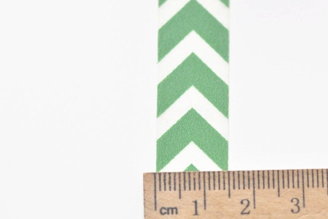 Green Washi Tape/ Chevron Translucent Japanese Masking Tape 15mm Wide x 10M No.12071