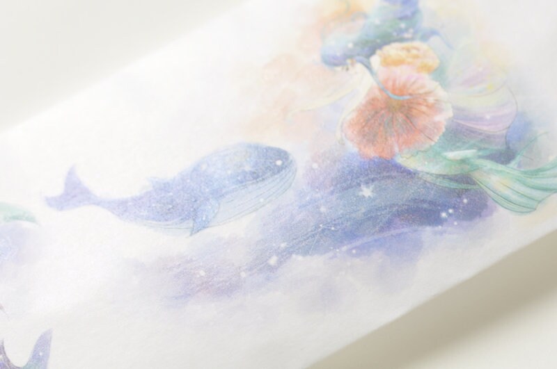 Mermaid Masking Tape Lined Scrapbooking Washi Tape 75mm x 3 Meters No.11072