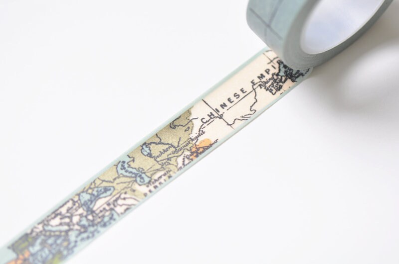 World Map Washi Tape Nautical Map 15mm Wide x 10 Meters No.11055