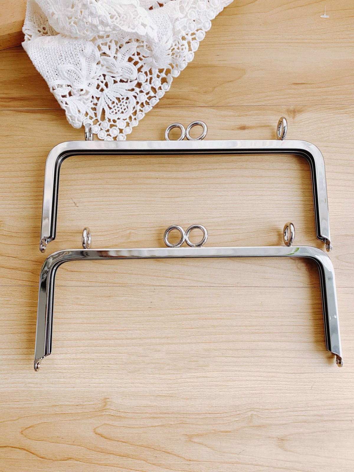 22cm (8") Siver Purse Frame Glue-In Style 22x9cm