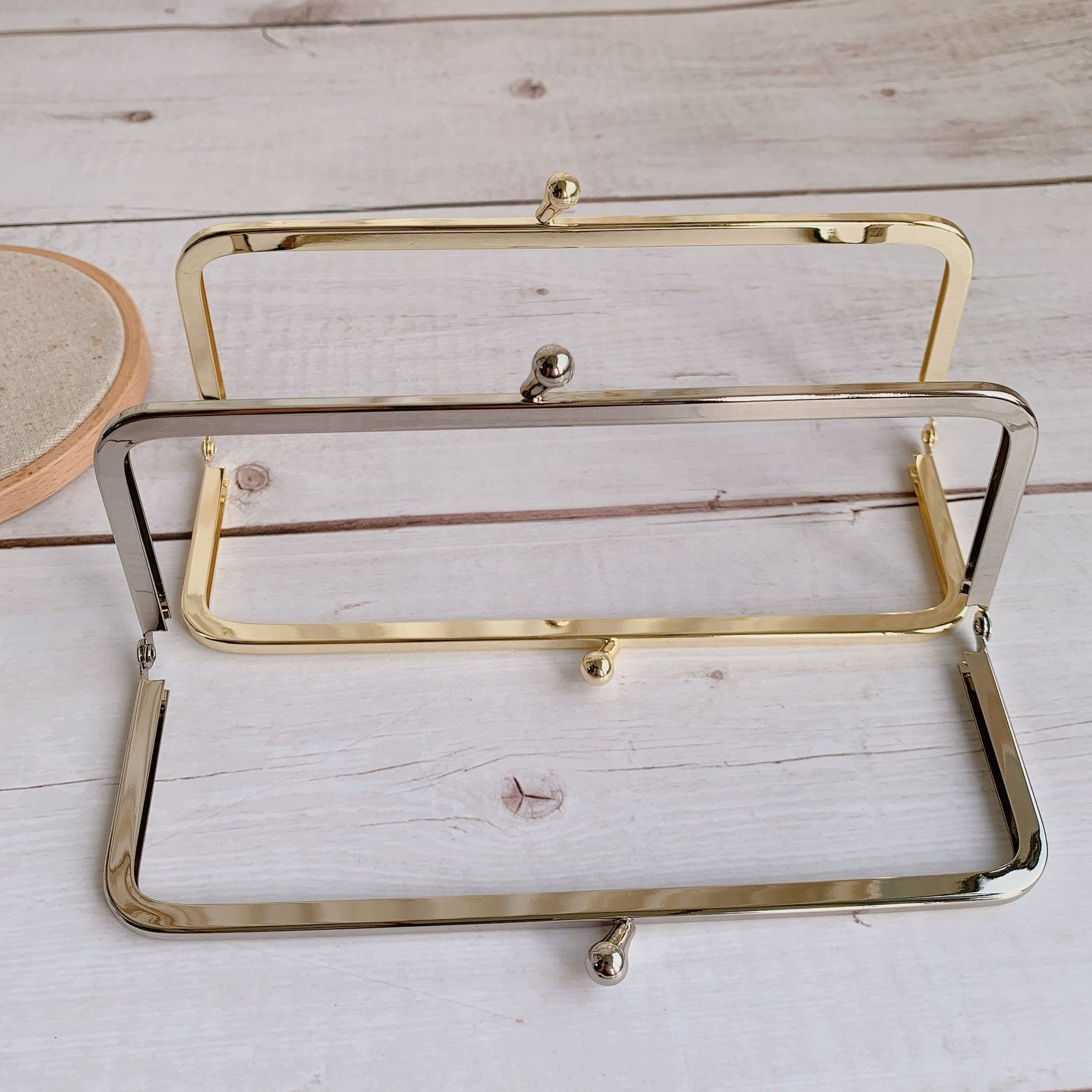 7“（17.5cm）Purse Frame Glue-In Style 17.5cm x 6.5cm Silver/Light Gold