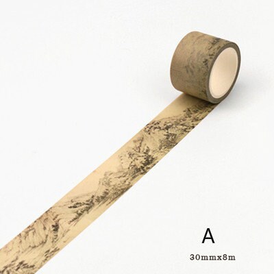 Asian Culture Vintage Washi Tape/ Handwriting Japanese Masking Tape 30/50/70mm x 8 Meters