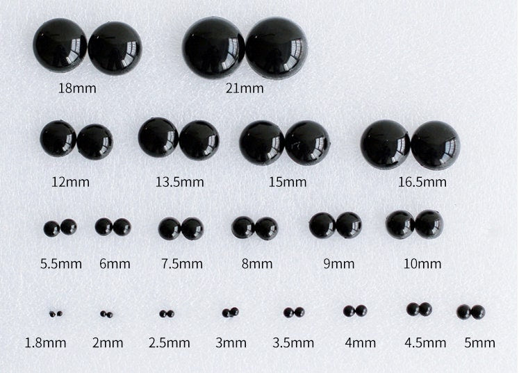 Black Round Black Eyes/ Amigurumi Animals Eyes / Come With Washers- 10pcs A Pack/ Pick Size