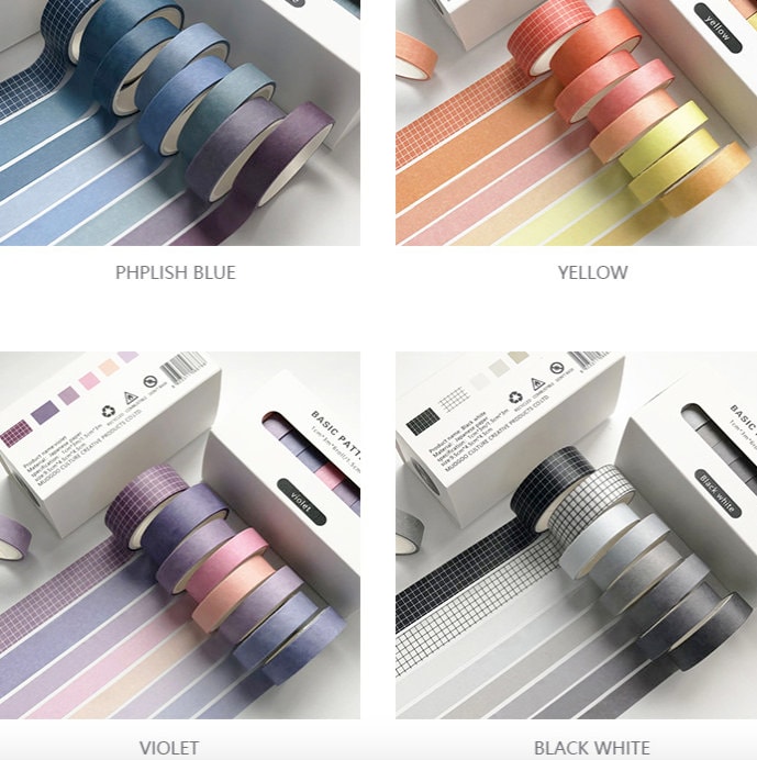 8 Rolls Washi Tape Set, Rainbow Card Scrapbooking Tape, Gift Wrapping Tape 10mm x 3 Meters