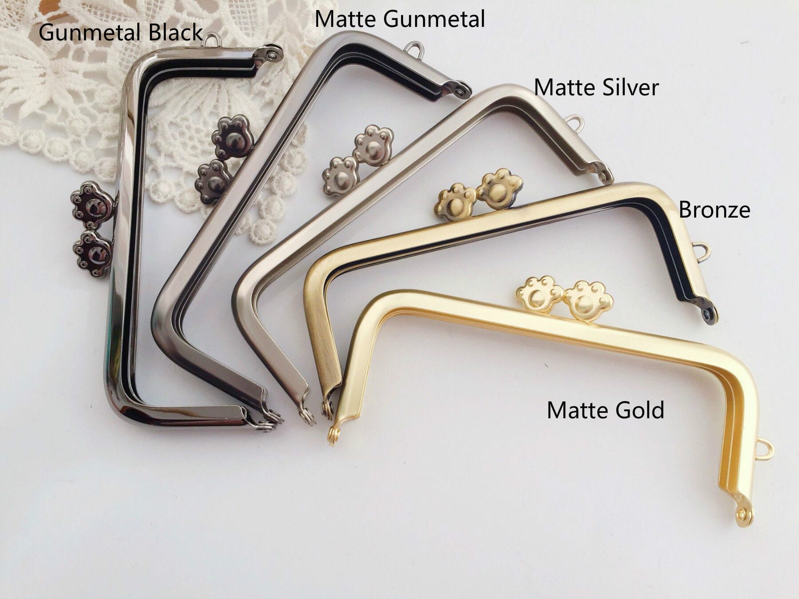 12cm (5") Purse Frame With Kitten Print Kisslock Wedding Bag Glue-In