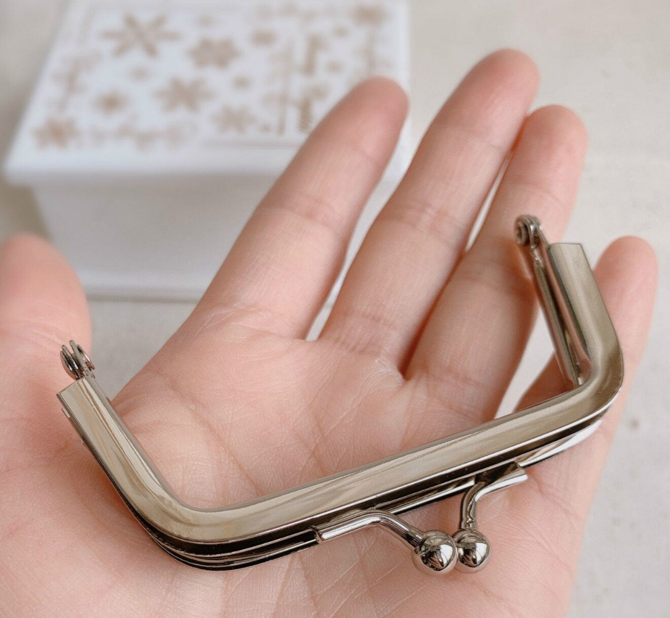 Silver Bag Purse Frame Ladder-shaped Outside Opening Clutch Purse Frame 7.5cm x 4cm