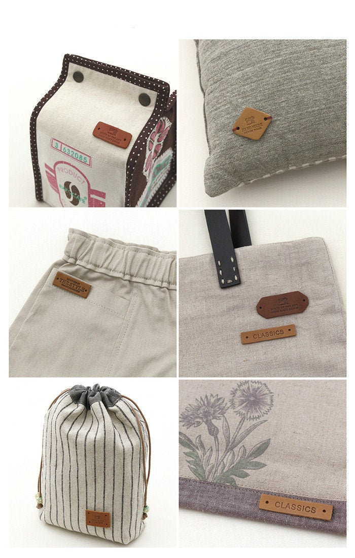 Leather Knitting Label Handmade Sewing Label For Handmade Items Various Pattern