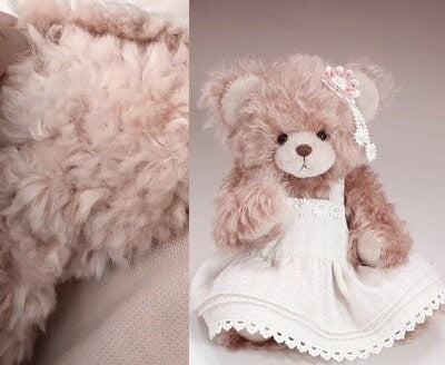 Pink Fabric Teddy Bears Fabric For Doll Making 80x48cm