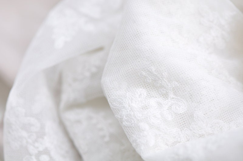 Beautiful Soft White Lace Fabric 130cm x 50cm