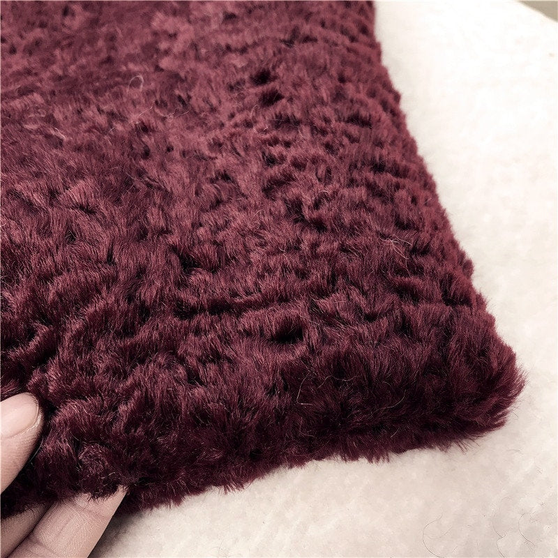 80cm x 48cm ( 31"x 19") Retro Wine Red Curled Teddy Bears Fabric Soft Toy Making Material