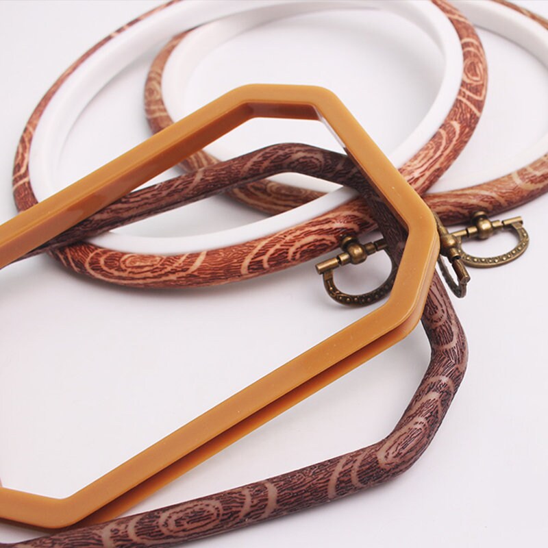 Soft PVC Embroidery Hoop Various Sharp With Imitation Wood Grain