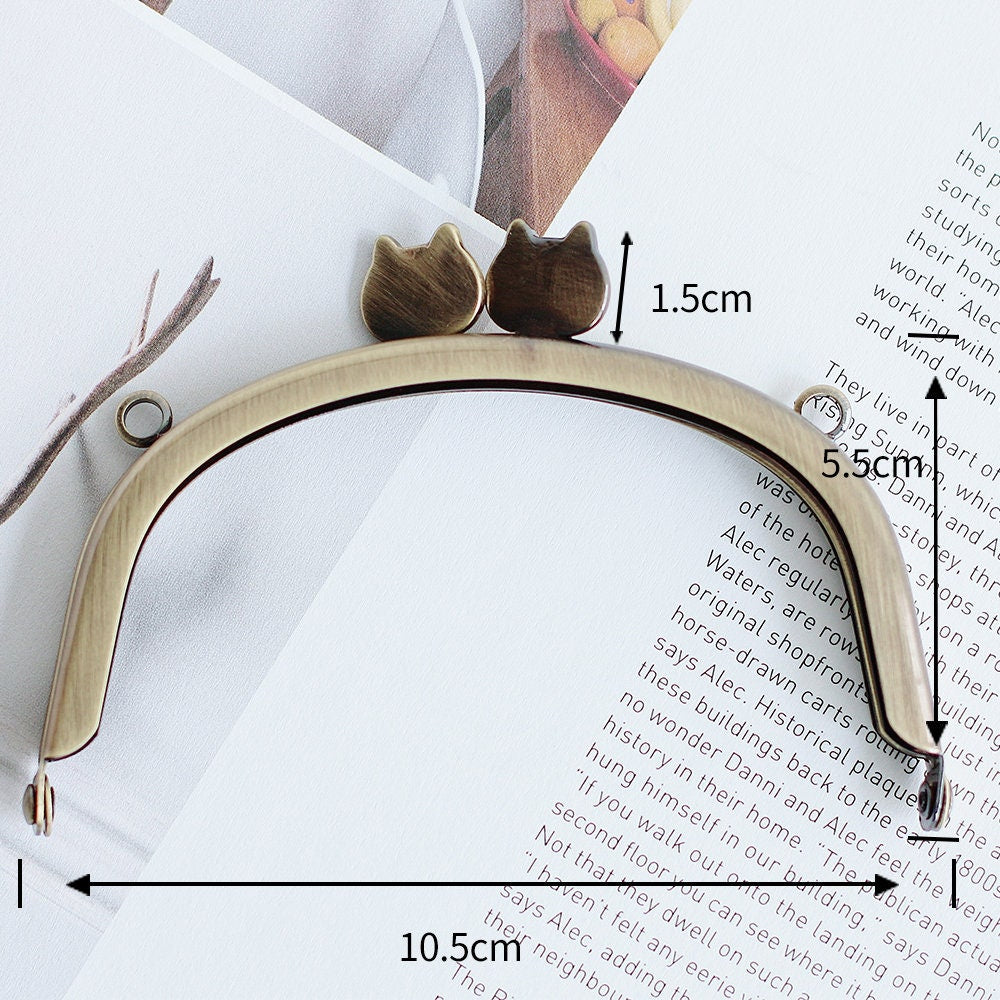 10.5cm Cat Kiss Lock Purse Frame Glue In Style 10.5cm x 5.5cm Bronze/Light Gold/Matte Gold