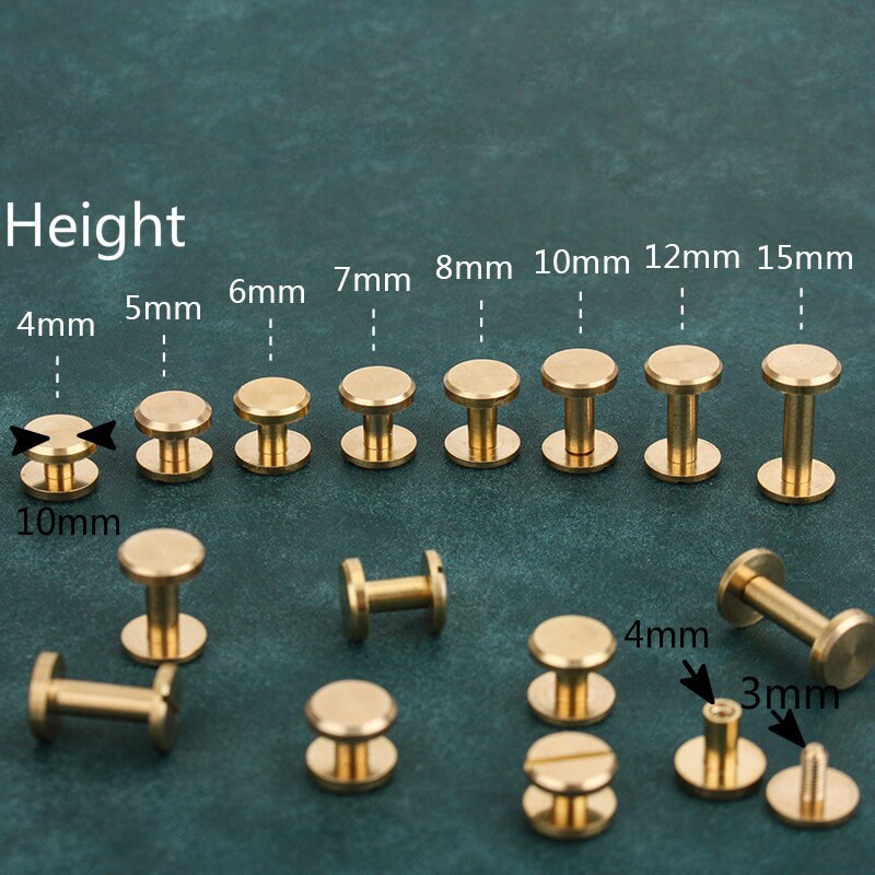 10mm Width Brass Flat Rivets and Studs for bag 10 Sets A Pack Pick Up Size