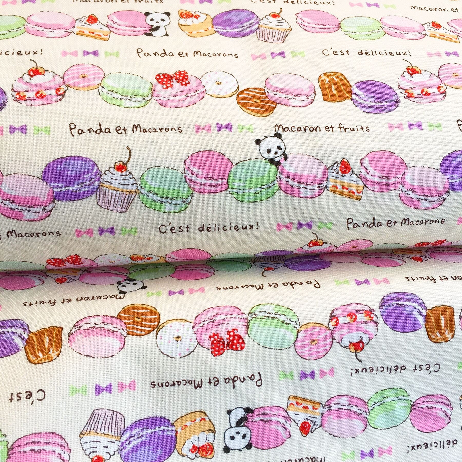 Pure Cotton Fabric Cute Panda Macaron Fruits Pattern Soft Thick Cotton Fabric Sewing Material 50 x 110cm Pick Color