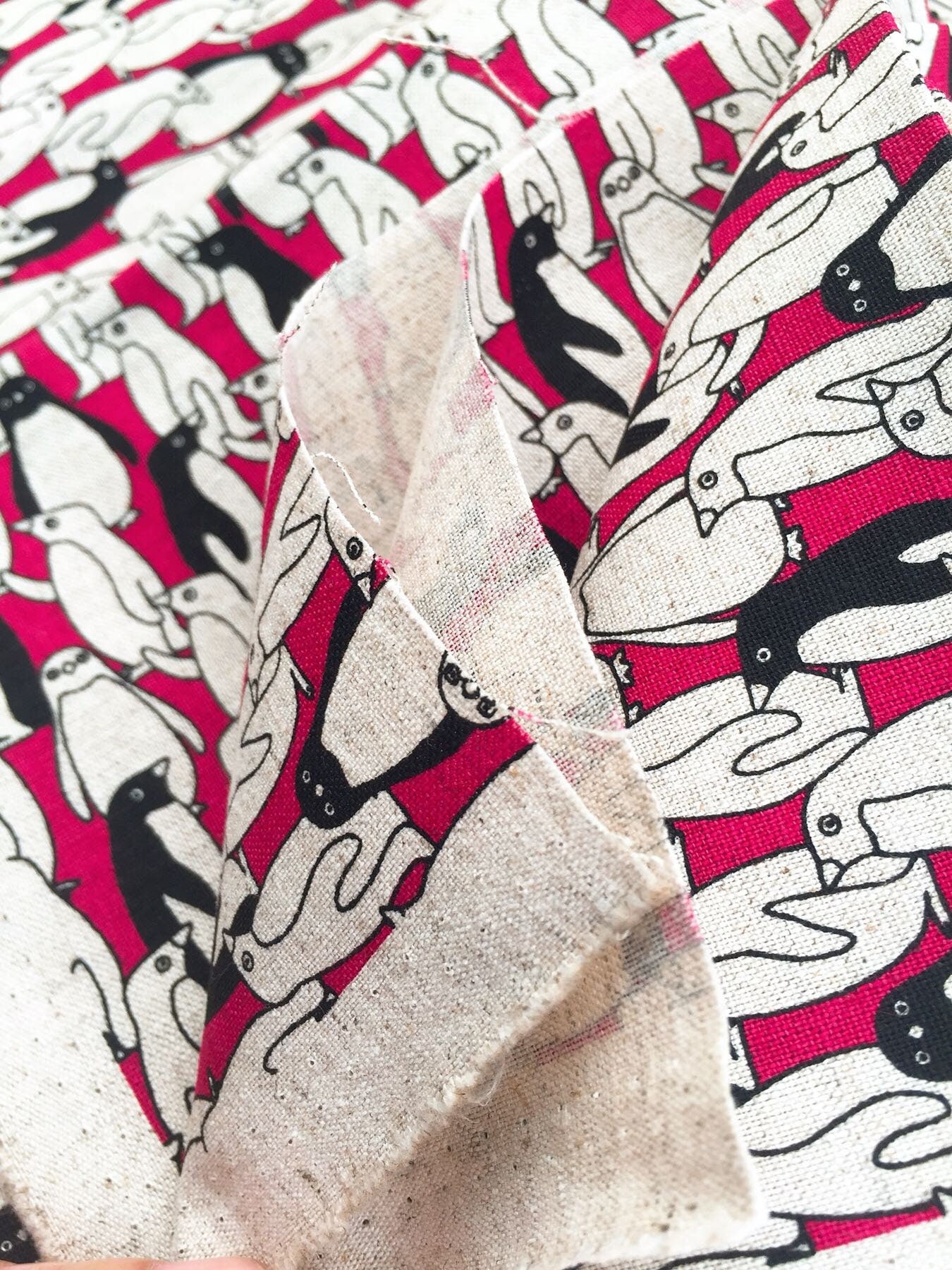Penguin Pattern Cotton Linen Fabric High Quality Sewing Material 50 x 110cm Pick Color