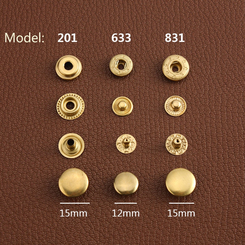 Brass Snap Button Fasteners For Purse, Button For Leather 5 Sets A Pack 1.2cm/1.5cm Pick Style