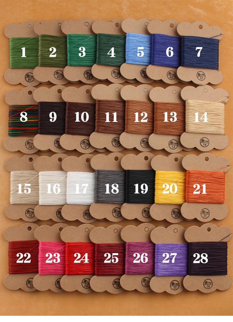 1mm Width Flat Waxed Polyester Thread For Leather Craft Hand Sewing Essential 30 meters A Roll Pick Color