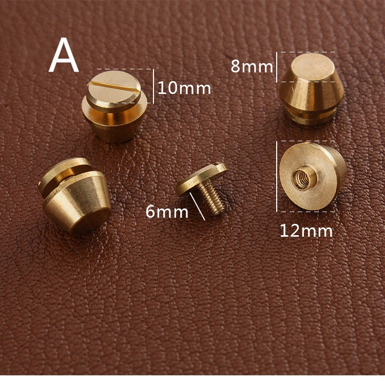 Brass Rivets and Studs for Handbags/Screwed Studs/ Button Leatherworking Screws Belt Stud 4 Set A Pack