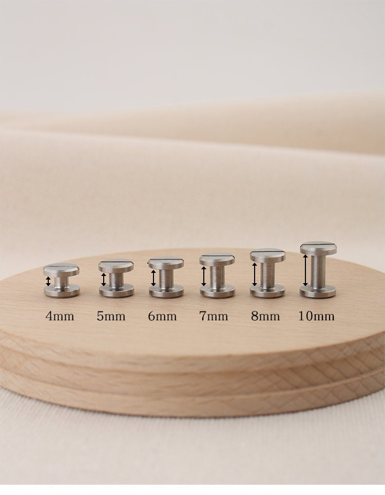 Flat Head Screws 10mm Leatherworking Screws Belt Stud 2 Set ( 2 button+ 2 bottom screw) A Pack