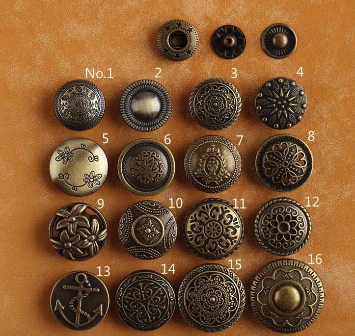 Snap Button,Fasteners For Purse, Button For Leather 5 Sets A Pack Pick A Pattern