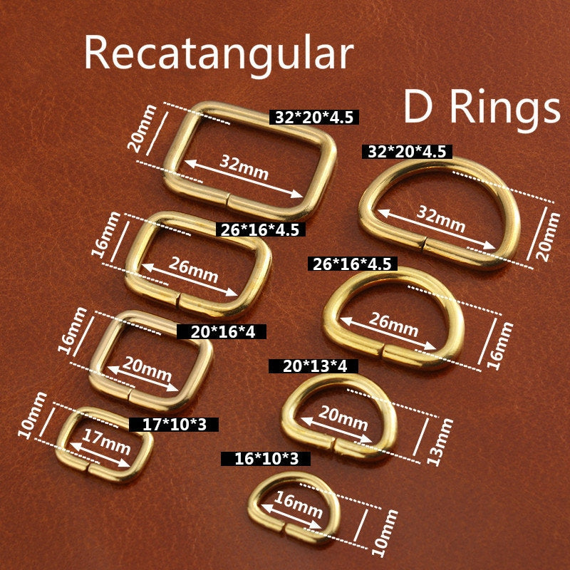 1 Piece Brass D Rings Rectangular Rings Handbag Hardware Pick Size