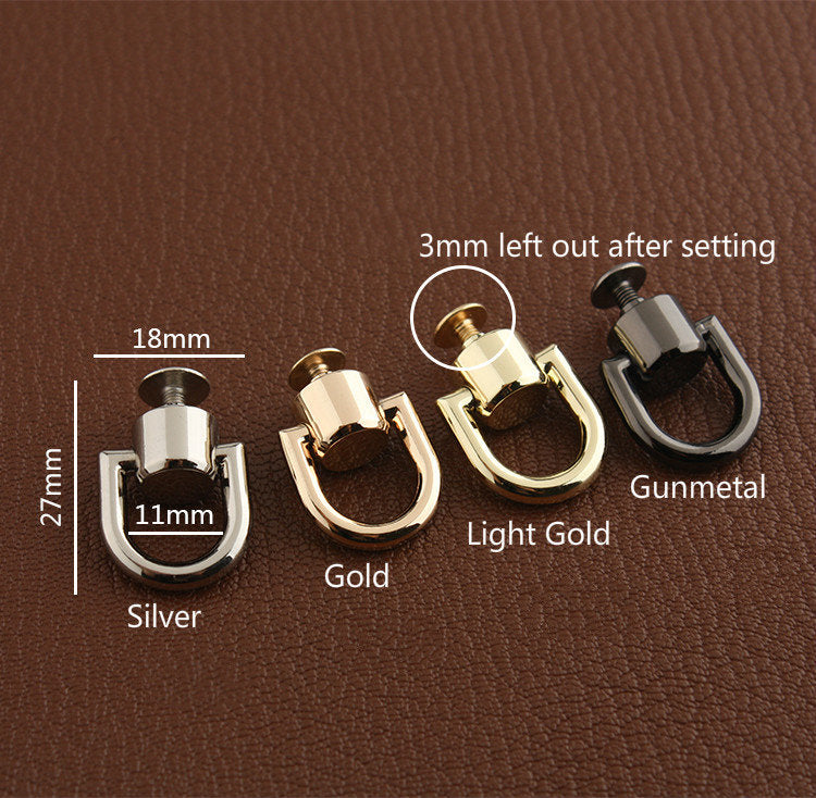 2pcs Screwed Studs Back Pull Ring Button Leather Hardware Ring Inner Size 11mm Pick Color
