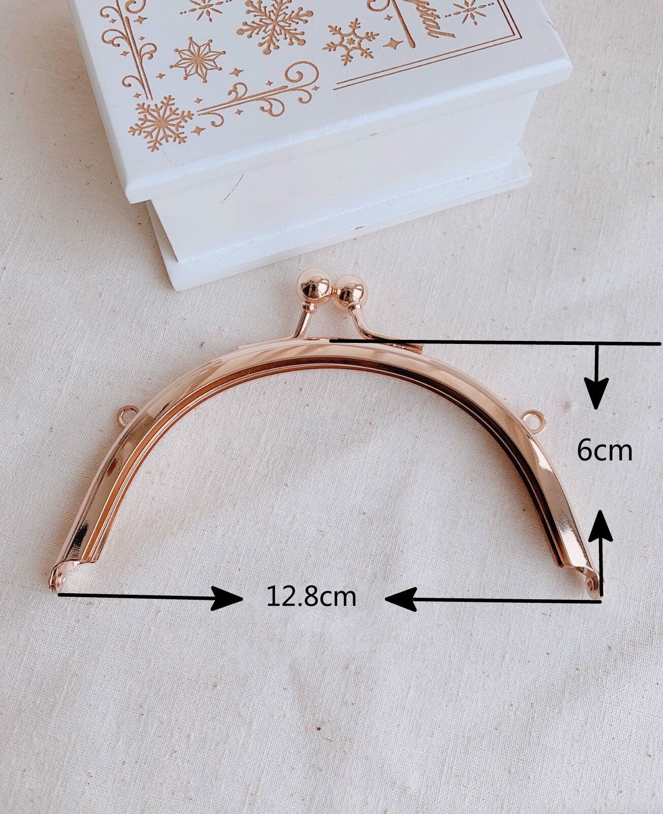 12.8cm( 5") Light Gold Metal Purse Frame Half Round 12.8 x 6cm