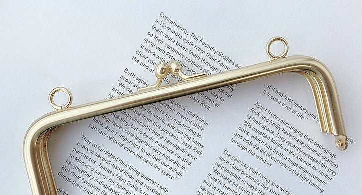 15.5cm ( 6") Purse Frame Matte Gold Tube Bag Frame Glue-In Style 15.5 x 5.5cm