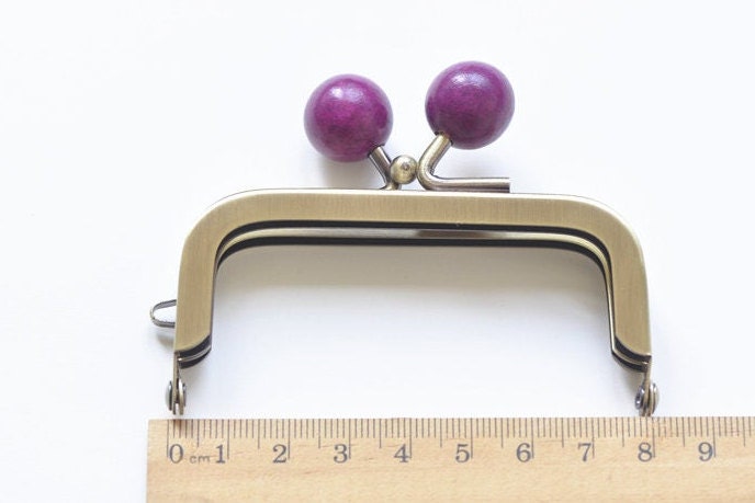 Bronze Purse Frame With Wood Kisslock Glue-In Style 8cm x 3.5cm (3