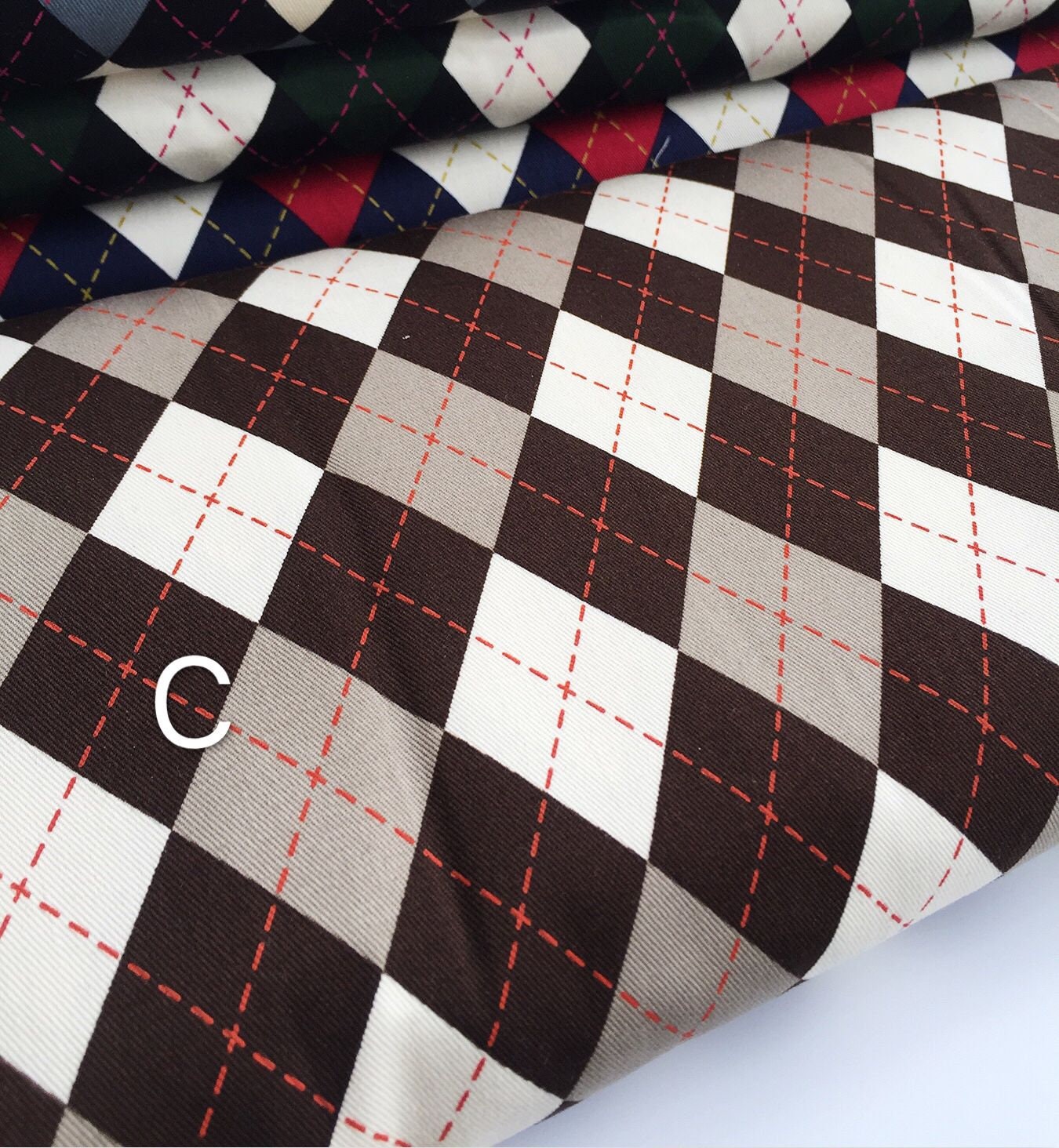 Cotton Fabric Diamond Pattern Soft Fabric Sewing Material 50 x 110cm