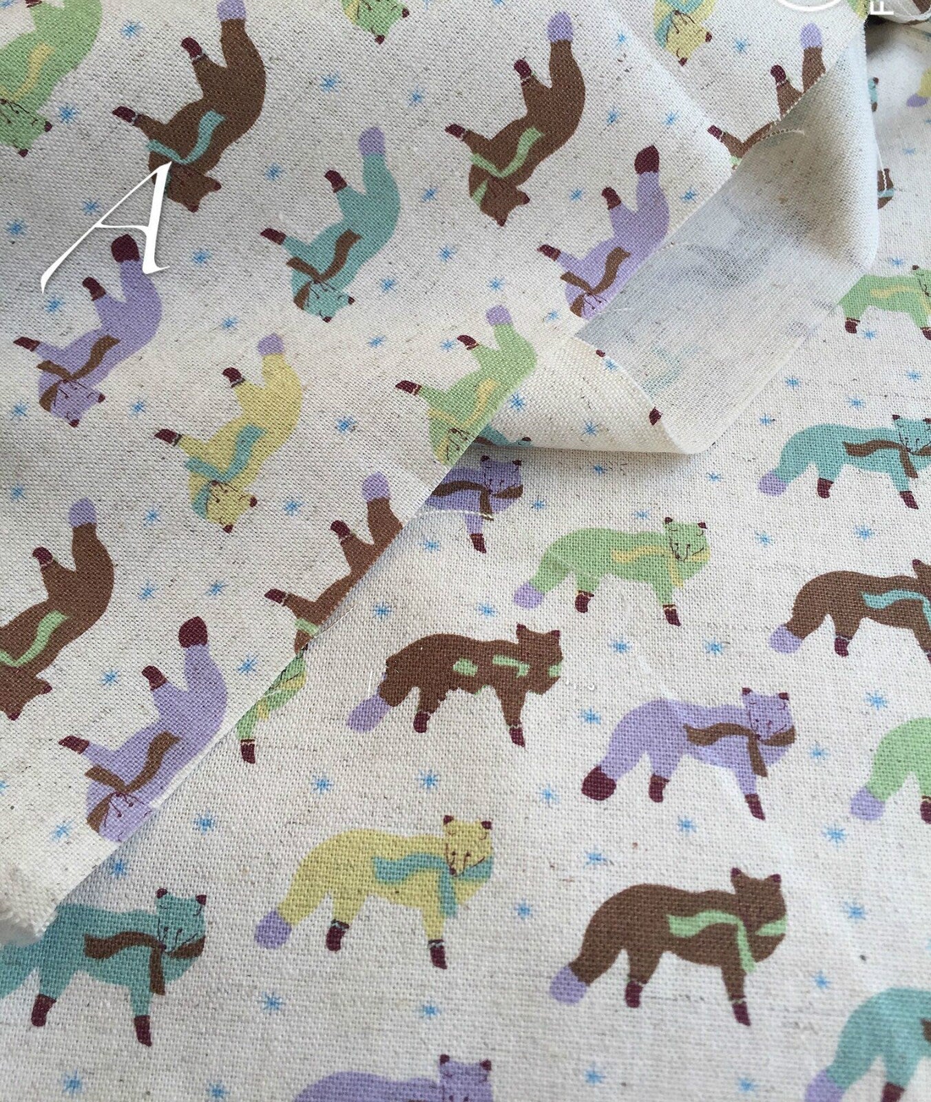 Pure Cotton Fabric Fox Pattern Thin Cotton Fabric Sewing Material 50 x 110cm