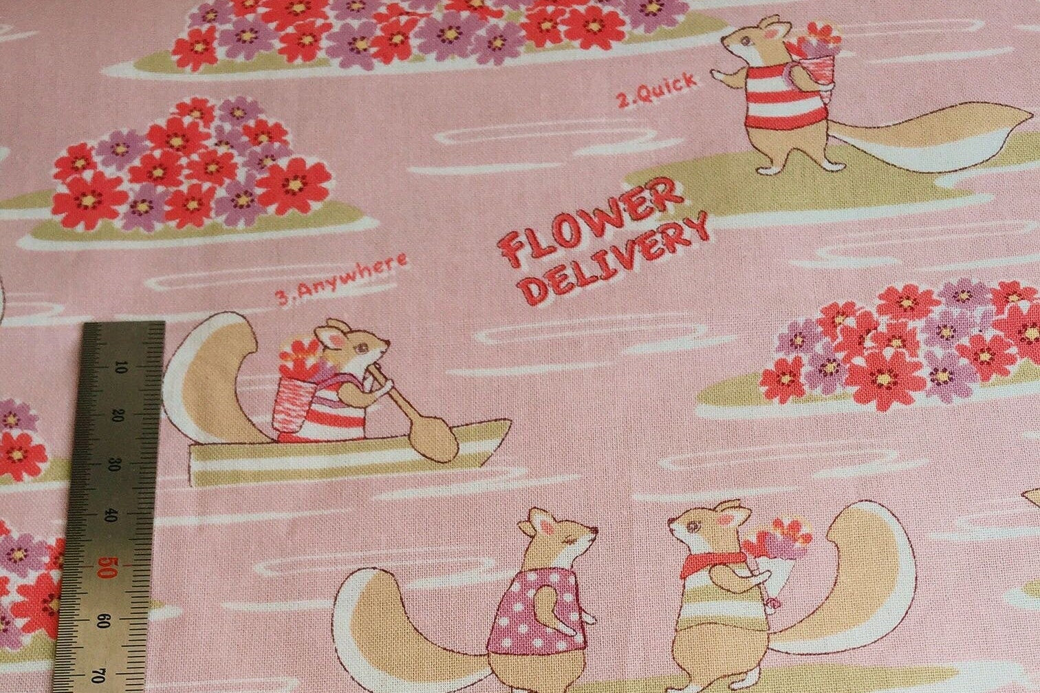 Lovely Squirrel Pure Cotton Fabric Sewing Material 50 x 110cm